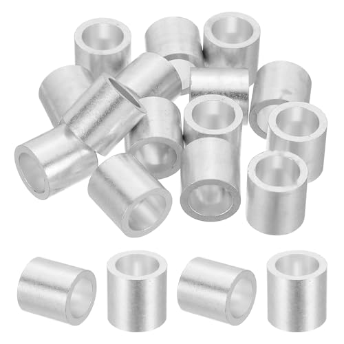 PATIKIL Juego De Manguitos De Parada para Cable De Acero De Aluminio 27/64 (10.7mm), 15 Pzs Manguito De Crimpado De Bucle con Agujero Redondo para Línea De Cable De Acero, Plateado