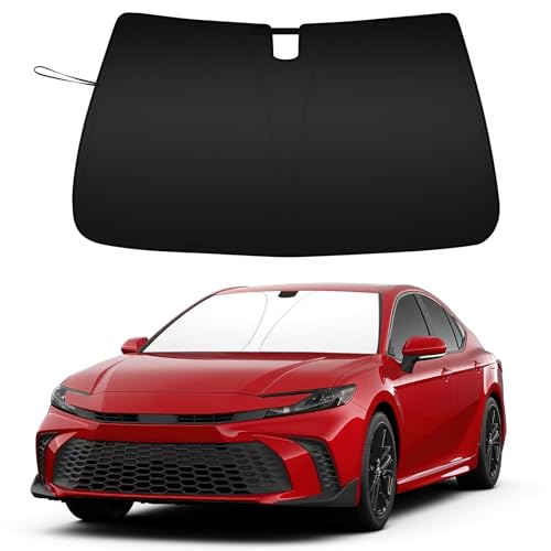 Image of Car Windshield Sun Shade for 2025 2026 Toyota Camry| Front Window Sun Visor| 310T Reflective Polyester| UV Heat Insulation Protection| Foldable Sunshade with Storage Pouch
