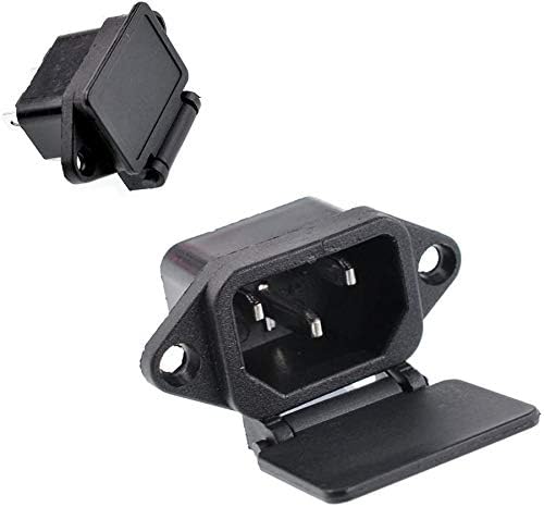 NEXT GEEK AC 250V 10A IEC 320 C14 Panel Mount Plug Adapter Power Connector Socket with Spring Cover Black Screw Mount 3 Pins Inlet Power Plug Socket (PACK OF 10)