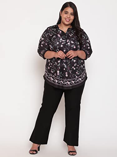 Image of AMYDUS Plus Size Women Printed Top | Centre Pleat for Tummy Flaws | Cloud Soft Fabric | Collared Neck | High-Low Hem | Complete Hip Coverage | Plus Size Tops for Women | L to 9XL