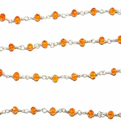Chaîne rosaire cornaline 3mm et fil argenté pour joaillerie artisanale