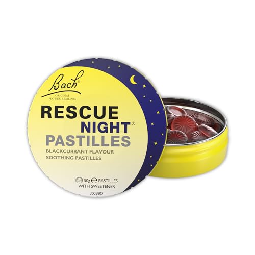 Rescue Night Pastilles | Blackcurrant Flavoured | Natural Bedtime Support | Bach™ Original Flower Essences | Chewable pastilles | Help Prepare for a Restful Sleep | 50g tin