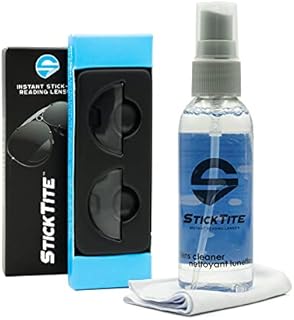 StickTite Lens 1-Pack Bundle – stick-on bifocal lens, 1-2 oz. bottle lens cleaner, microfiber cloth. Convert sunglasses, goggles, or diving mask into magnified bifocal, reading glasses (2.0 diopter)