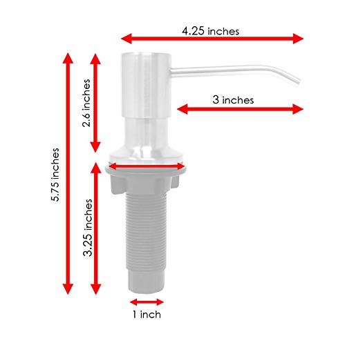 Built In Soap Dispenser For Kitchen Sink, Stainless Steel (Black Matte), Pump Set For Dish Soap Or Lotion, Refill From The Top, For Countertop Fits 1 To 1.4 Inch Hole #TOP4