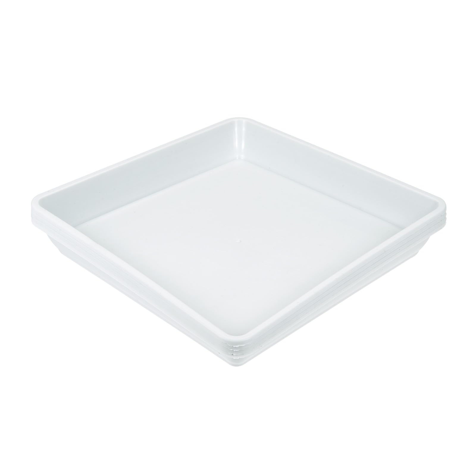 TIXIPEM 7IN Plant Pot Saucer [4PCS] - Square Flower Drip Tray Use for Indoor Outdoor Courtyard Garden Potted Water Drips and Soil - [White] Plastic Flower Pot Trays