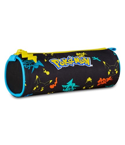 Seven Pokémon Porte-Stylo école Tombolotto, Noir, Trousse Ovale pour stylos, Crayons et Accessoires, école Primaire, Enfant, Noir, Taglia Unica, Moderne
