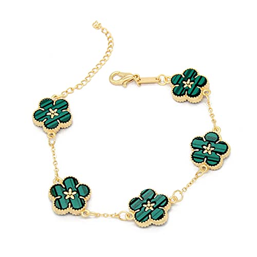 Gramigg Diseño de lujo de cinco hojas al por mayor chapado en oro, joyería colorida de flores para mujer, pulseras de fiesta