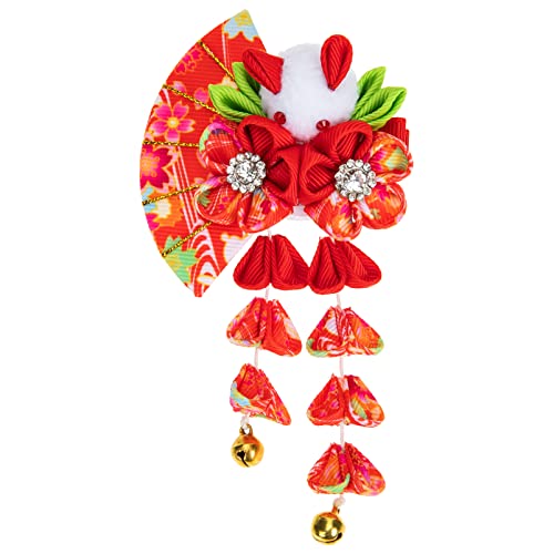 iplusmile 髪飾り 子供用 着物 ヘアクリップ ウサギ 扇子 かわいい 髪飾り 成人式 七五三 髪留め キッズ 子ども 鈴付き タッセルヘアピン 和風 伝統的 ヘアアクセサリー 女性 女の子 夏祭り 花火大会 プレゼント