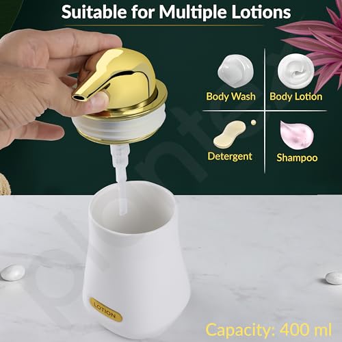 Image of Plantex Ceramic Bathroom Set - Soap Holder for Bathroom /Liquid Soap Dispenser /Tumbler Holder /Toothbrush Holder /Handwash Dispenser - 3 Pcs Set