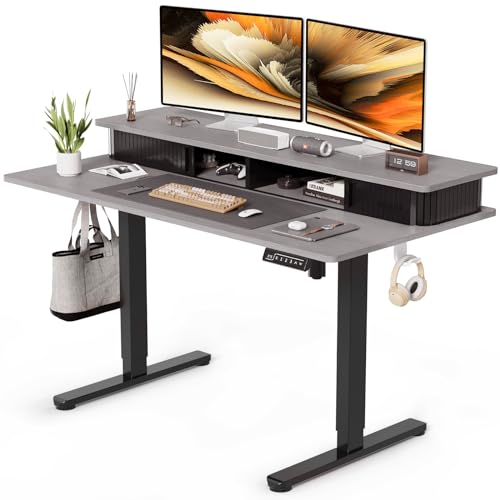Image of JOY worker 48 inch Electric Adjustable Standing Desk with Storage Monitor Stand