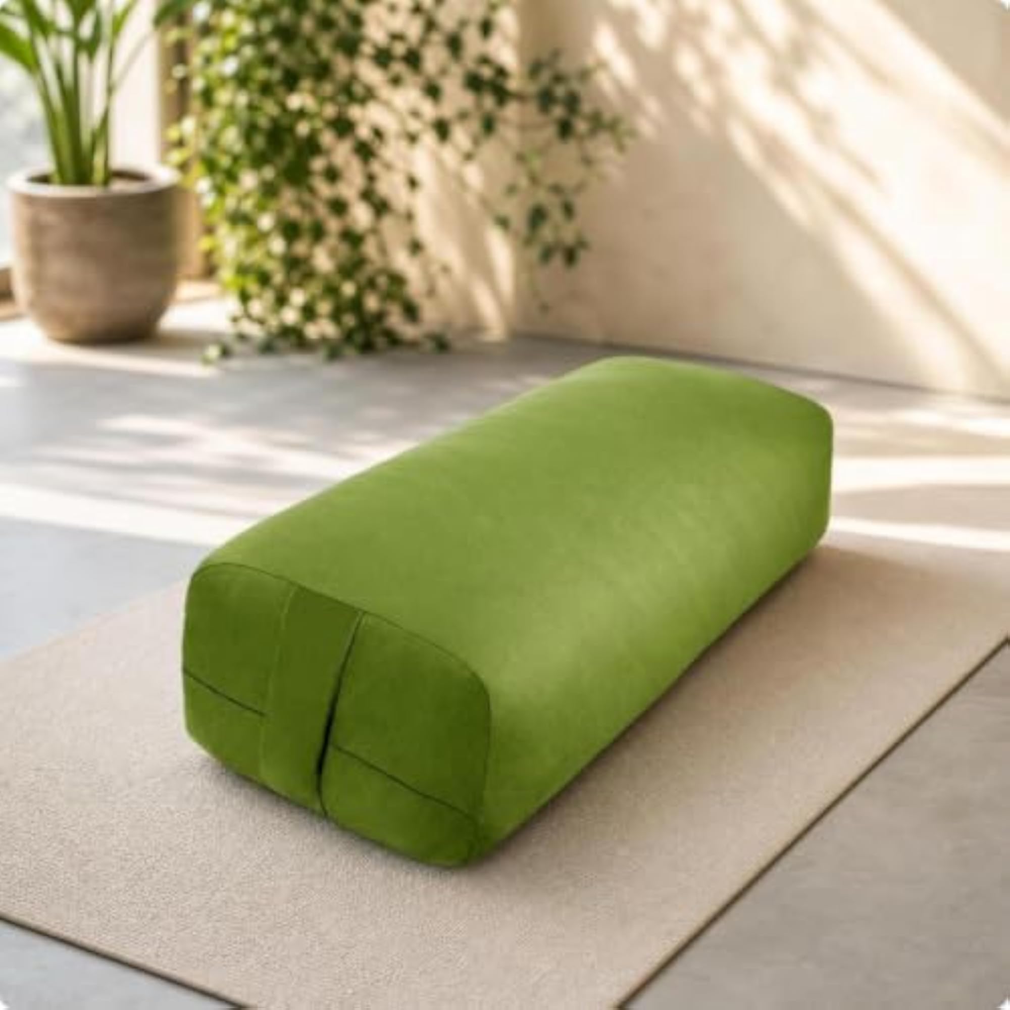 Supportive Rectangular Meditation Pillow with Smooth Cover