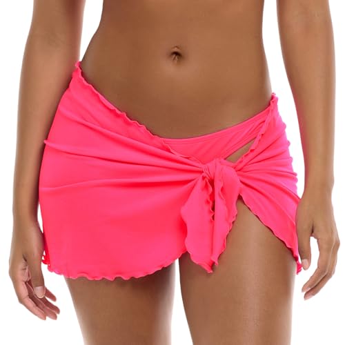 Pareo para Traje de baño Mujer Falda Playa Sarong Malla Negro Corto