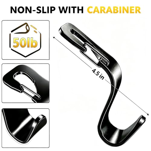 Image of 4 Pack Car Back Seat Headrest Hook Hanger for Purse Grocery Bag Handbag Hat, Purse Hook for Car with Clip