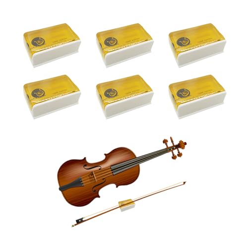 Landrain 6 Stück Kolophonium Geige Cello Viola, Natürlich Rosin zum Bögen Zeichenfolge Musik Instrument Zubehörteil(Gelb)