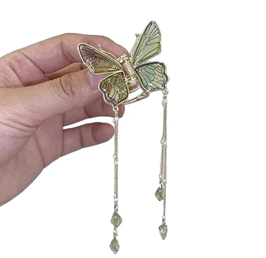 HANA JEWEL Green Large Metal Rhinestone Butterfly Floral Tussle Hair Clutcher - Stylish Hair Claw Clip for Women & Girls (Pack of 1) (B0CB8JYXX3) Amazon Price History, Amazon Price Tracker
