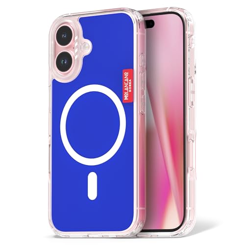 Coque transparente iPhone 16 antichoc bleu marine MagSafe TPU