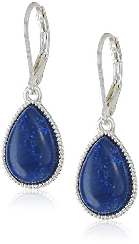 Nine West Women's Denim Blue Teardrop Earrings Silver Tone