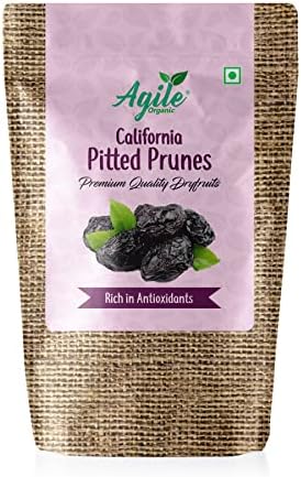 Agile Organic Pitted Prunes Without sugar Dry fruit - 50 gm- 100% natural & Unsweetened Dried Prune, No added preservatives | Prunes 50g Trial Pack
