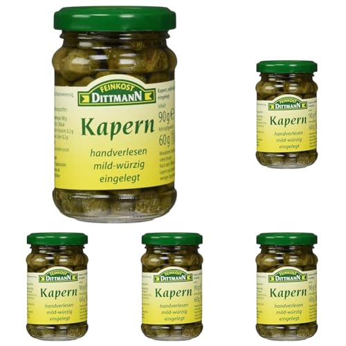 Feinkost Dittmann Kapern mild-würzig eingelegt, 60g (Packung mit 5)