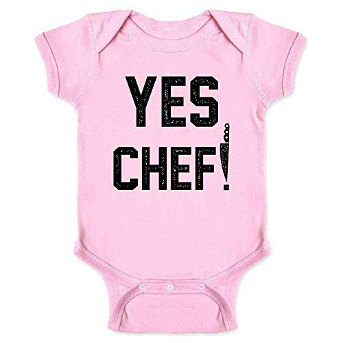 Yes Chef! Funny Large Text Infant Bodysuit for Foodie Babies Pink 6M
