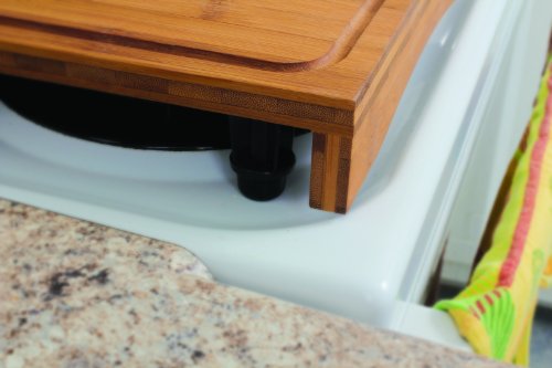 Camco Bamboo Stove Top Work Surface With Adjustable Legs & Built In Juice Groove - Covers Stove Top To Create Additional Kitchen Workspace - 2 Burner (43547) #TOP7
