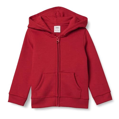 Amazon Essentials Mädchen Fleece-Kapuzenpullover mit Reißverschluss, Rot,...