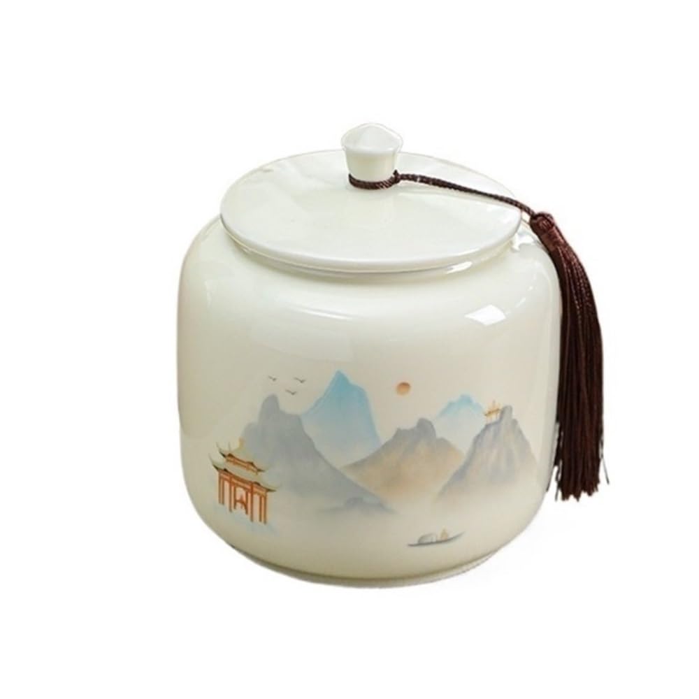 CHENGAIJIAN Tea Canister Ceramic Tea Canister with Sealed Lid and Carrying Handle Household Storage Jar for Coffee, Spices, Candy