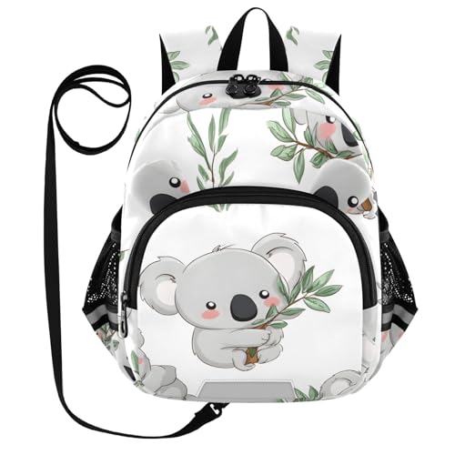 Kid's Backpack for Boys & Girls Toddler Bag Cute Koala Pattern Backpack with Safety Leash