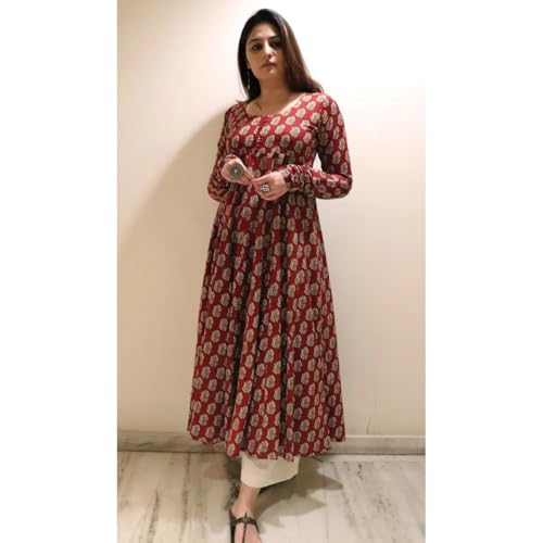 Image of Klosia Women Printed Anarkali Kurta and Pant Set with Dupatta | Printed Kurta Set | Viscose Kurta Set | Women Kurta Set | Summer Suit Set |