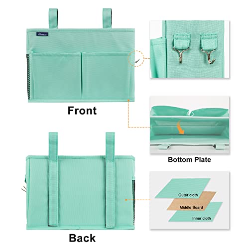 Image of Surblue Bedside Caddy Storage Hanging Organizer for Bunk and Hospital Dorm Rooms Beds Rails Green