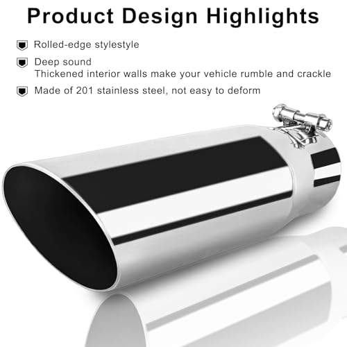 Image of 2.75 inch Stainless Steel Inlet Exhaust Tip, 3.5 inch Outlet 12 inch Length