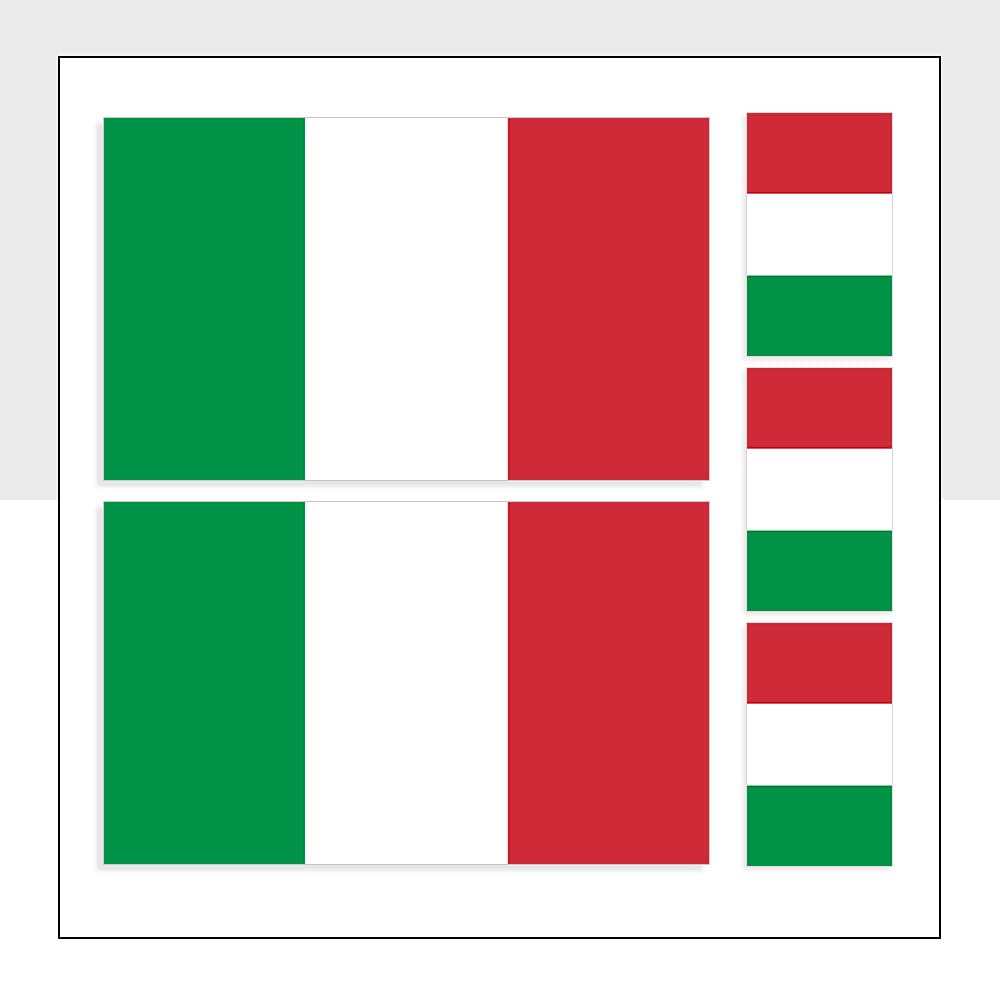 Mixed Pack of 5 Italian Flag Vinyl Stickers Waterproof ITA Flag Labels for Bike Van Windows iPad Helmet Bumpers Packwith® #P1060