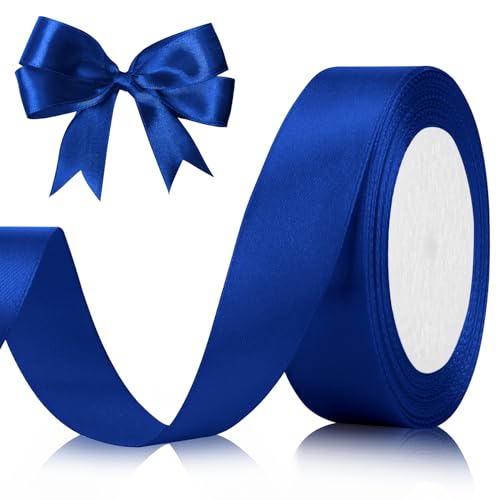 Blue Ribbon 1 Inch 25 Yards Royal Blue Satin Ribbon for Gift Wrapping, Hair, Christmas, Baby Showers, Candy, Old Fashioned, Halloween
