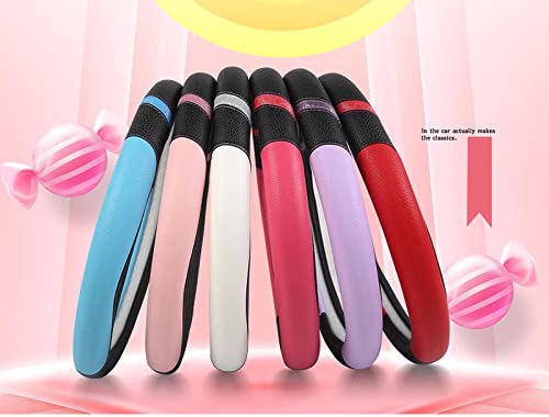 Fashion Women Leather Car Steering Wheel Cover 15"(38Cm) Breathable Anti Slip Universal Fit Auto Universal Steering Wheel Covers (Purple) #TOP4