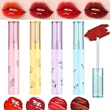 4 Farben Aufpolsterndes Lipgloss-Set, wasserfestes, lang anhaltendes Lippenstift-Farb-Make-up, feuchtigkeitsspendende Lippen Plumper Extreme Lip Glow Lip Tint Make-up