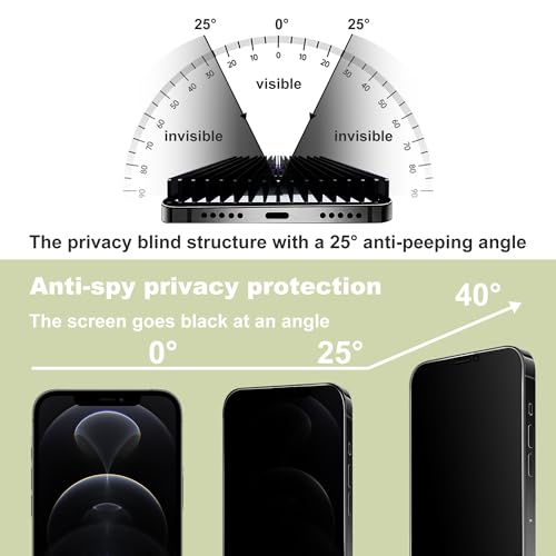Image of 2 Pack Anti-Spy Privacy Screen Protector for iPhone 12 Pro Max(6.7-Inch),9H Tempered Glass,Full Coverage,Anti-Fingerprint,Auto Dust Removal,Bubble-Free,Easy Installation