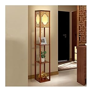 Indoor Vloerlamp met planken – hoekopslag staande lamp – woonkamer slaapkamer studie kantoor houten licht met 3 lagen…