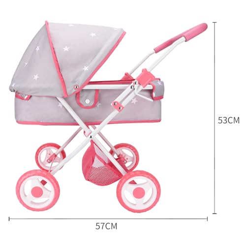 Bebamour Baby Doll Stroller for Toddlers 3 Year Old Girls, Little Kids | Toy Stroller with Bottom Storage Basket, Foldable Frame — view 2