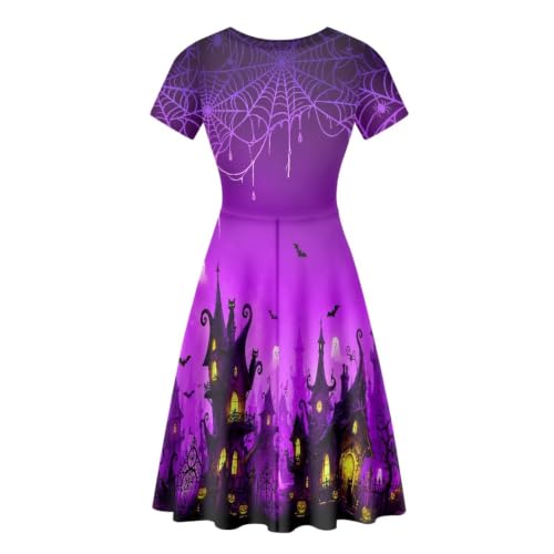 Image of Forchrinse Summer Dresses for Women Crew Neck Short Sleeve Midi Dress Casual Beach Vacation Sundress