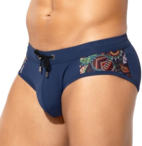 Arjen Kroos Men's Swimsuit Printed Swim Briefs Pattern Bikini Swimwear with Drawstrings and Lined Pouch