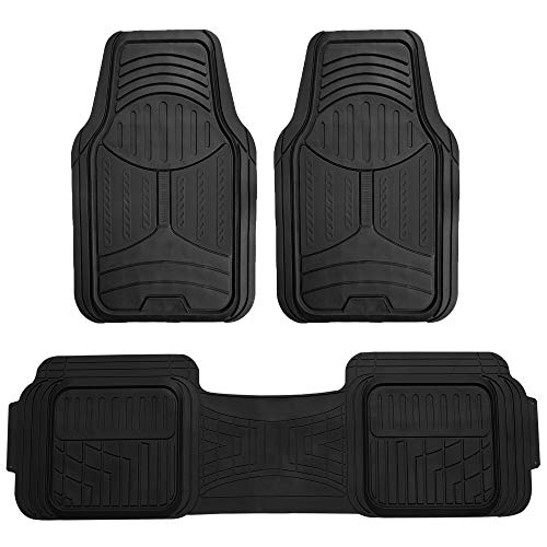 Automotive Floor Mats Black Universal Fit All Season Protection Heavy Duty Rubber fits Most Cars, SUVs, and Trucks, Trim to Fit FH Group F11513BLACK