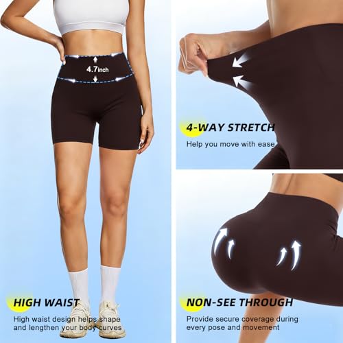 Image of FULLSOFT High Waisted Biker Shorts for Women-5 inch Tummy Control Fitness Athletic Workout Running Yoga Gym Shorts