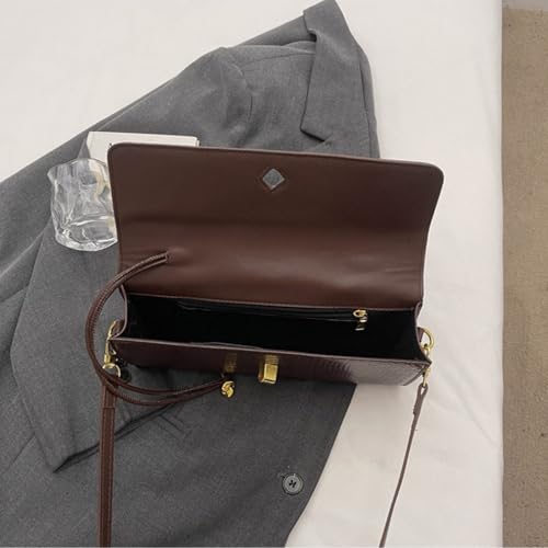 Image of Women Vegan Leather Evening Handbag Crocodile Pattern Handle Clutch Purse Cross Body Envelope Bag