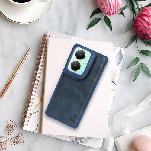 Image of AIBEX Shield Back Cover Case Compatible with Vivo Y27 4G Back Cover | Flexible Vegan Leather | Full Camera Protection | Raised Edges | Super Soft-Touch | Bumper Case