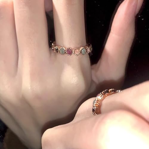 Women's Rings for Wedding Simulated Birthstones Mothers Rings Open Adjustable Finger Ring Dainty Rainbow Gold Rings Summer Jewelry4