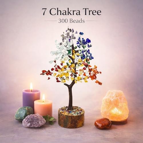 Image of REMEDYWALA Charged Energized 7 Chakra Crystal Tree for Reiki Healing,Showpiece for Good Luck Home Decor, Beautiful Crystal Tree (300 Beads)