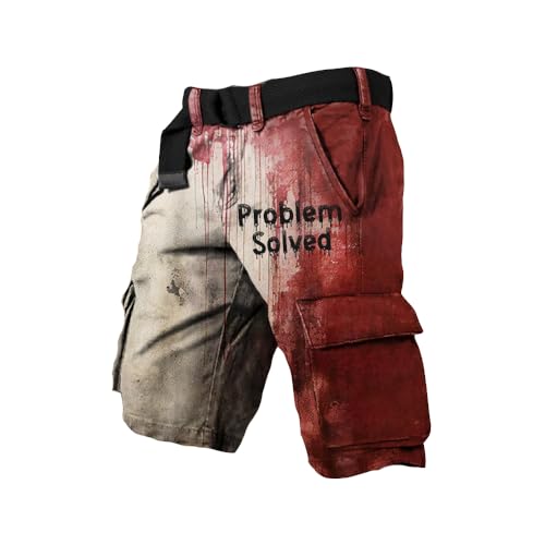 Generic Bloody Problem Solved Halloween Print Shorts - Bloody I'M Fine Shirt for Men - Red, XX-Large