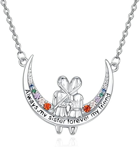 TANGPOET 925 Sterling Silver Sister/Mum/Daughter Pendant Necklace Birthday Jewellery Gifts for Sisters Friends Mother Daughter Family Her