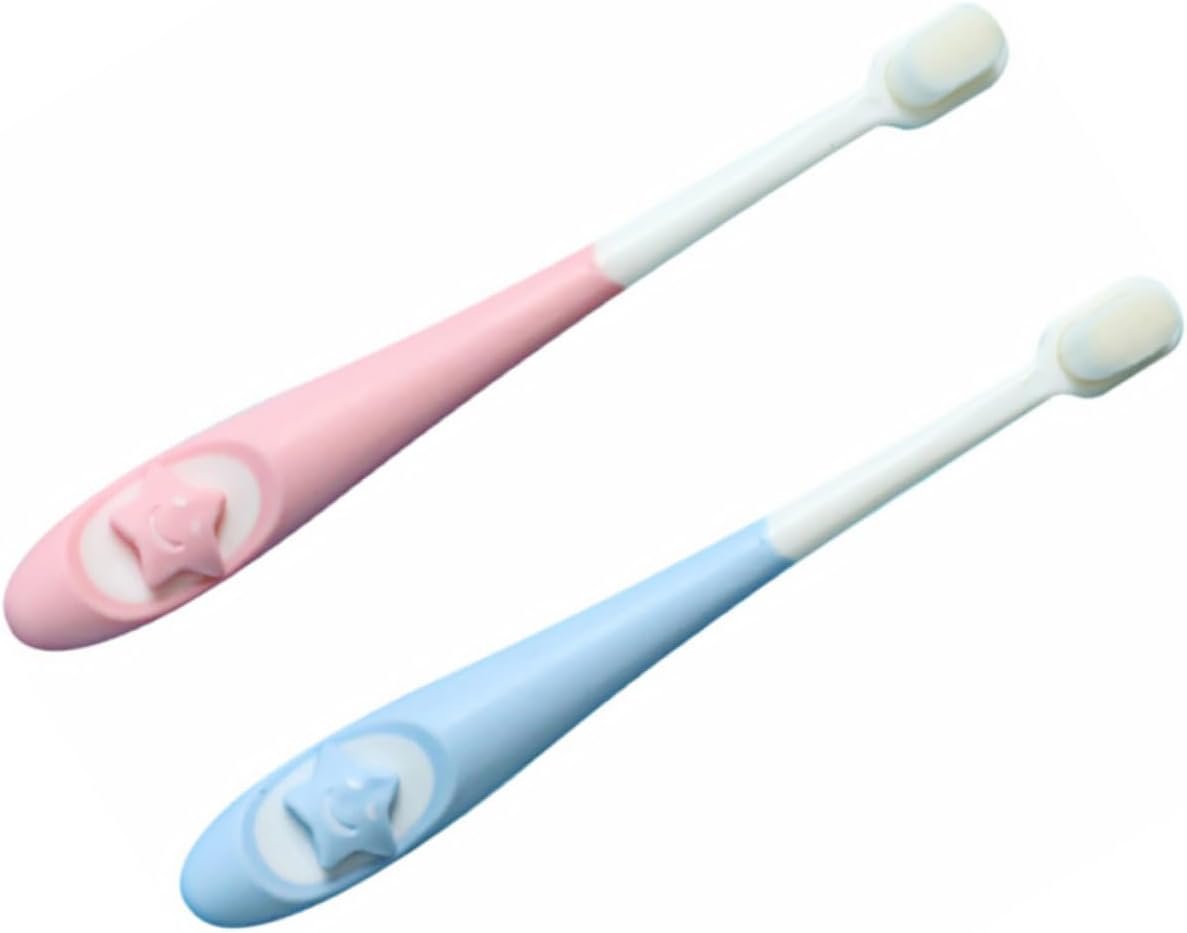 2pcs Toothbrush Set for Newborns Ultra-fine Bristles Cartoon Handle Oral Care for Boy Girl Aged Shower Gift