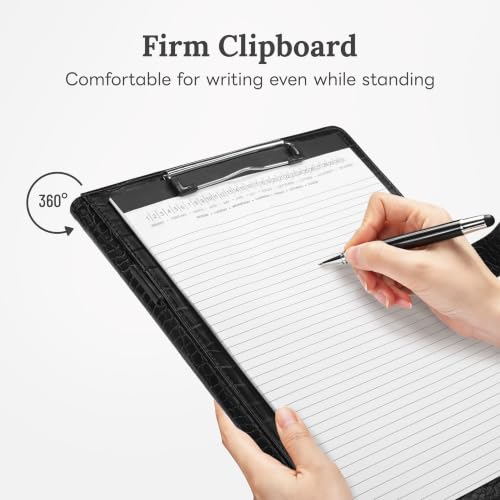 Image of Clipboard Folder Padfolio, Mymazn Writing Portfolio Faux Leather Clipboards with Cover for Legal Pad Holder Letter Size A4 8.5 x 12 for Business Conference Notepad Clip Boards